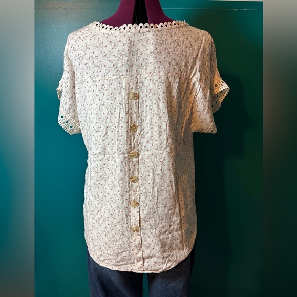 Perch Elegant Lace Trim Women's Blouse Plus Size - Picture 6 of 6